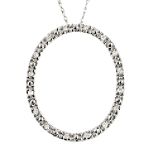 10K White Gold .15 ct. tw. Diamond Oval Pendant