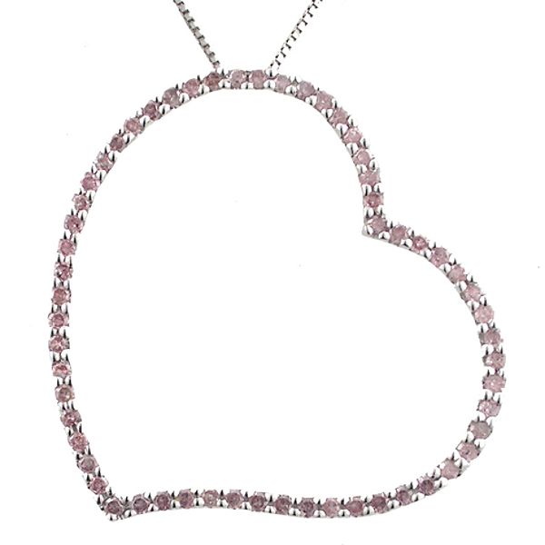10K White Gold .50ct. tw. Pink Diamond Floating Heart