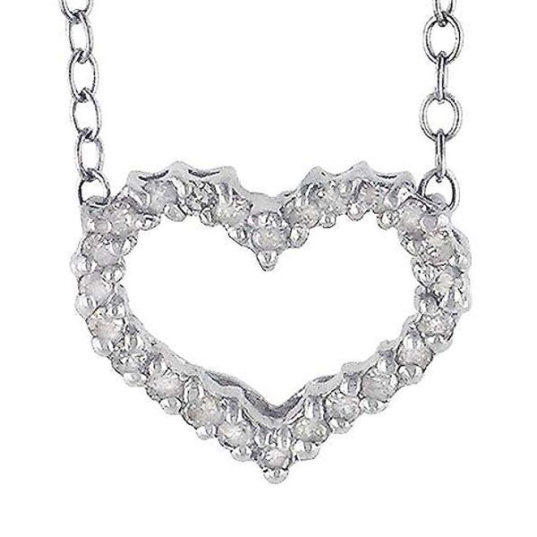 10K White Gold .24 CTW Diamond Heart Pendant