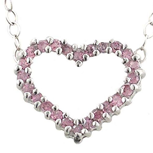 10K White Gold .24 CTW Pink Diamond Heart Pendant