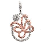 10K Two Tone Diamond Butterfly Pendant