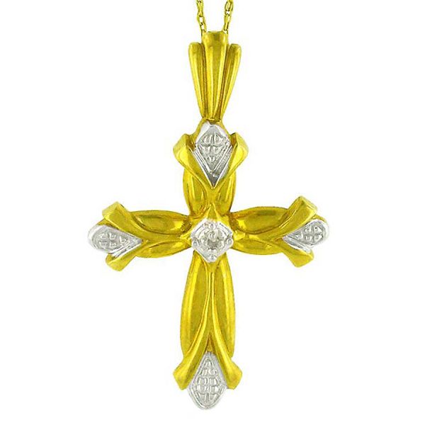 10K Yellow Gold .01 CTW Diamond Cross Pendant