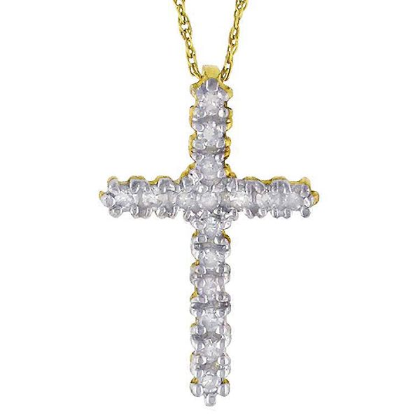 10K Yellow Gold .25 CTW Diamond Cross Pendant