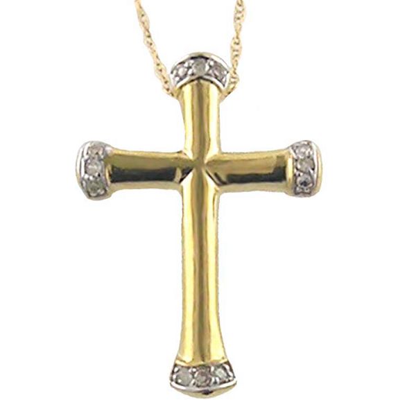10K Yellow Gold .12 CTW Diamond Cross Pendant