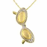 10K Yellow Gold Diamond Accent Retro Eyeglasses Pendant