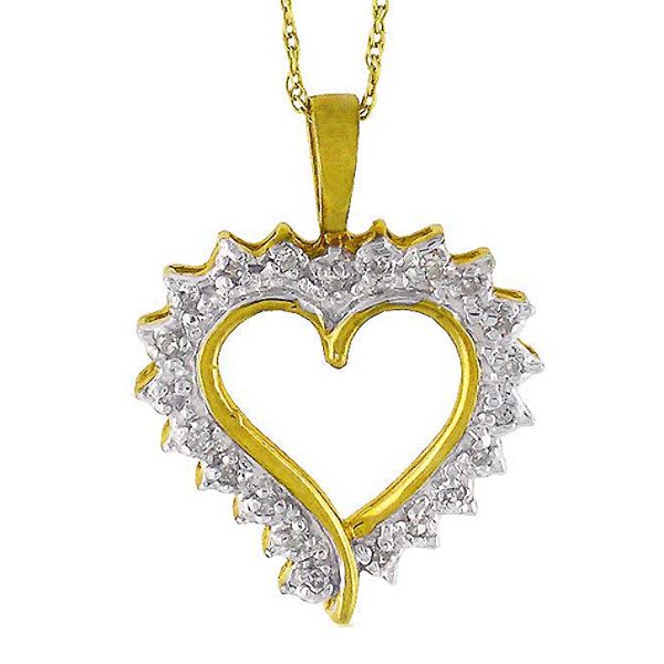 10K Yellow Gold .10CT Diamond Heart Pendant with 18" Chain