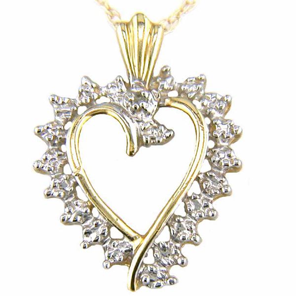10K Yellow Gold .01 ct. Diamond Heart Pendant with 18" Chain