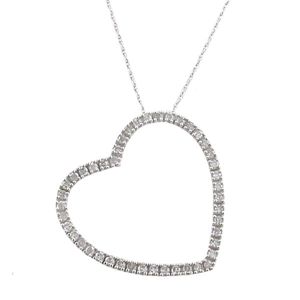10K .25cttw Diamond Heart Pendant In White Gold