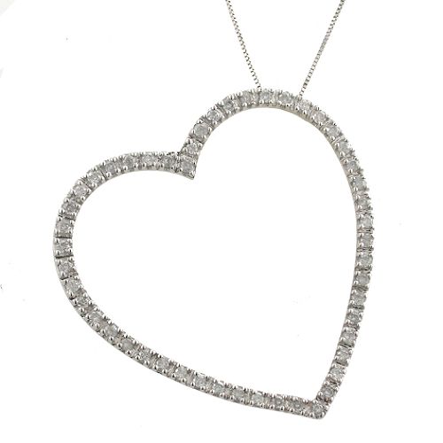 10K .50cttw Diamond Heart Pendant In White Gold