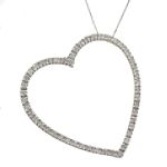 1ct. tw. Diamond Heart Pendant. 10K White Gold