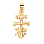 14K Two-tone Cara Vaca Crucifix Charm - C1430