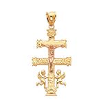 14K Two-tone Cara Vaca Crucifix Pendant - C1426