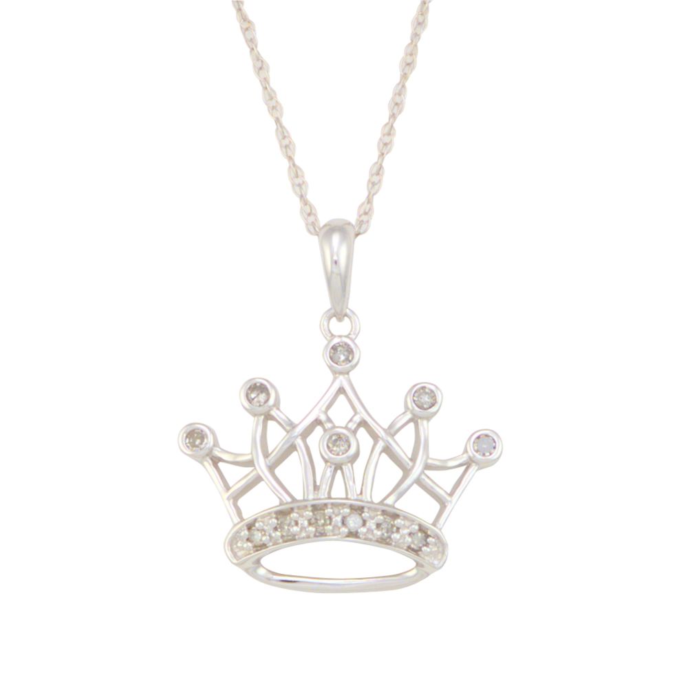 1/10 ct. tw.* Diamond Crown Pendant in White Gold
