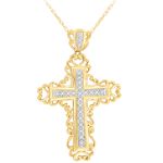 1/3 ct. tw. Diamond and 10K Yellow Gold Ornamented Cross Pendant