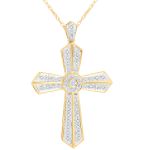 1/2 ct. tw. Diamond and Yellow Gold Cross Pendant