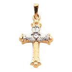 14K Two-tone Claddagh Cross Charm - XR717