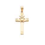 14K Yellow Gold Claddagh Cross Pendant - D853