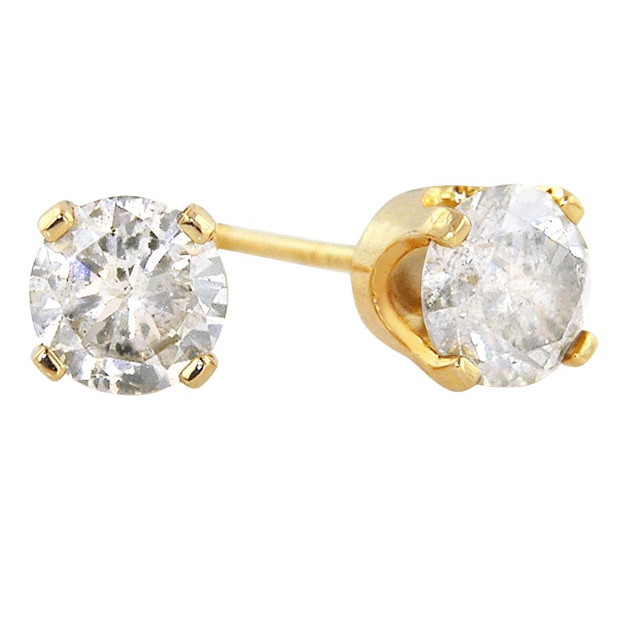 1/3 ct. t.w.* Round Diamond Stud Earrings in 14k Yellow Gold