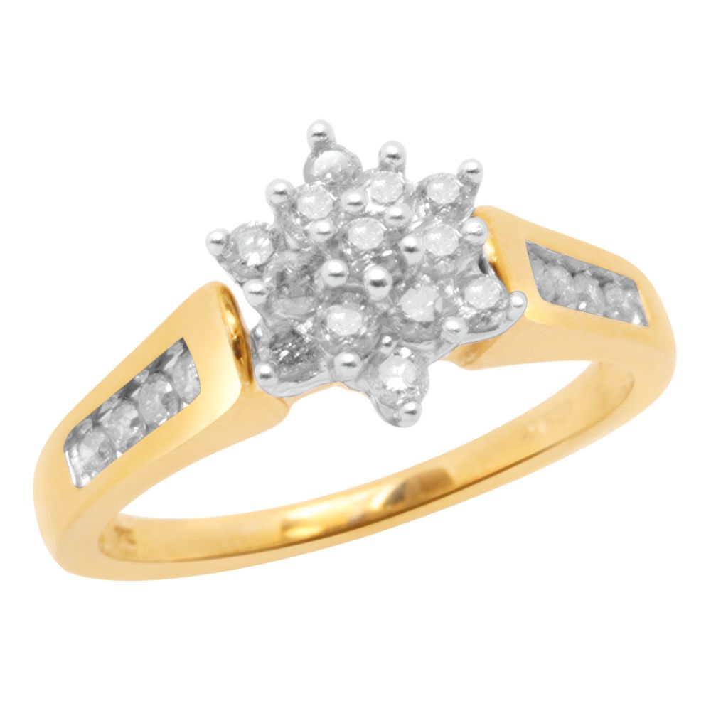 1/2 ct. tw.* Diamond Cluster Ring. 10K White and Yellow Gold