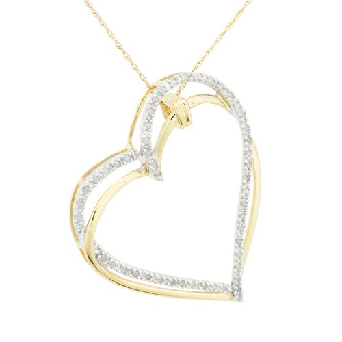 1/4 ct. tw. Diamond and 10K Yellow Gold Double Heart Pendant