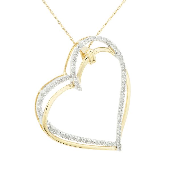 1/4 ct. tw. Diamond and 10K Yellow Gold Double Heart Pendant