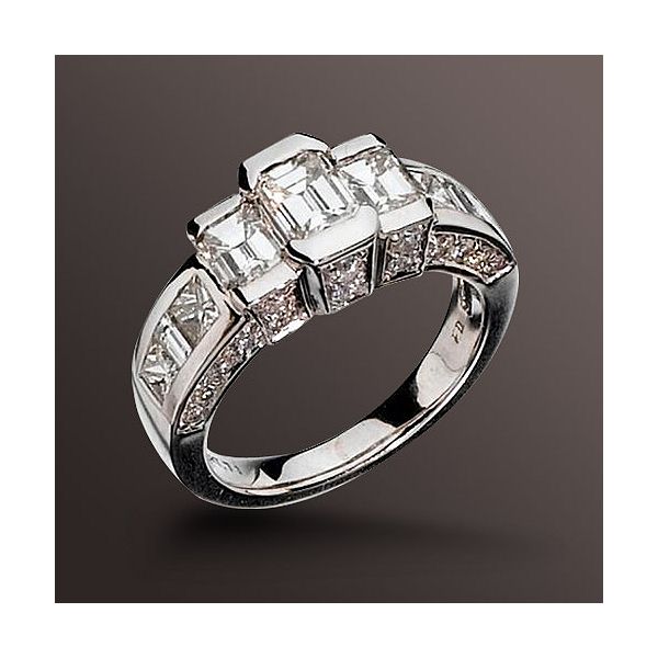 Celestial Star 3 ct. t.w. Emerald, Princess, Baguette & Round Diamond Bridal Ring in 14K WG