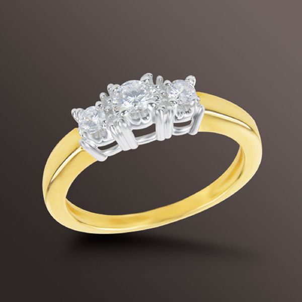 1/4 ct. t.w.* Round Diamond 3-Stone Ring in 10k Two-tone Gold