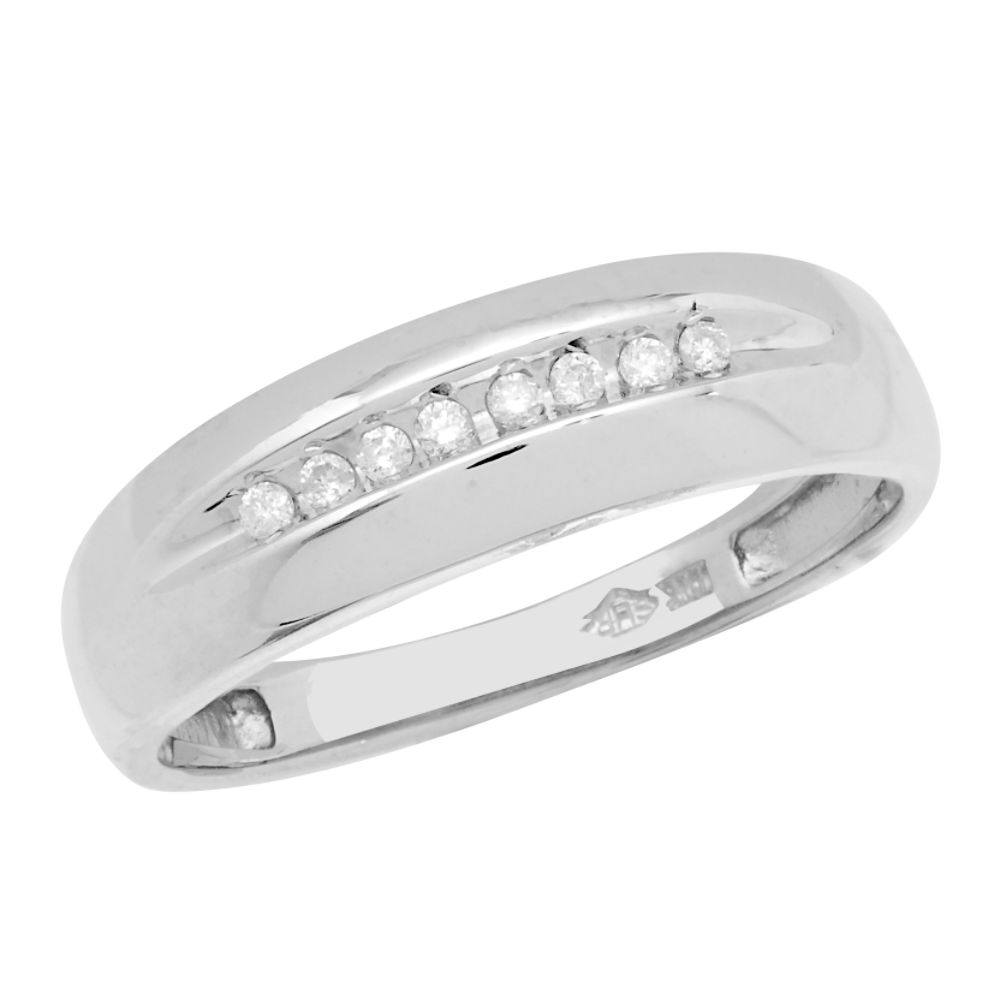 Mens Diamond 8-Stone Ring. 10K Yellow Gold