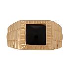 HNJ Inc. Mens Onyx Ring. 10K Yellow Gold