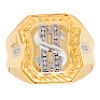 1/10 ct. tw.* Diamond Mens Dollar Sign Ring. 10K White and Yellow Gold