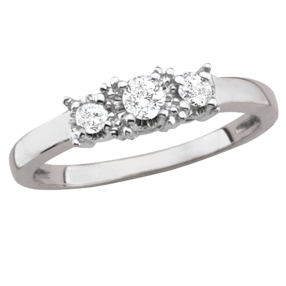 1/4 ct. t.w.* Round Diamond 3-Stone Engagement Ring in 10k White Gold