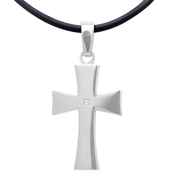 Stainless Steel and Diamond Cross Pendant