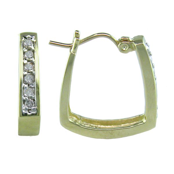 Ambras 1/4 ct. tw* Diamond Square Hoop Earrings. 10k Yellow Gold
