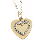 Diamond Fascination 14k Yellow Gold Diamond Accent Shadow Heart Pendant