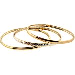 Oromagnifico Sterling Silver and 14 Karat Yellow Gold Bangle Set of 3.