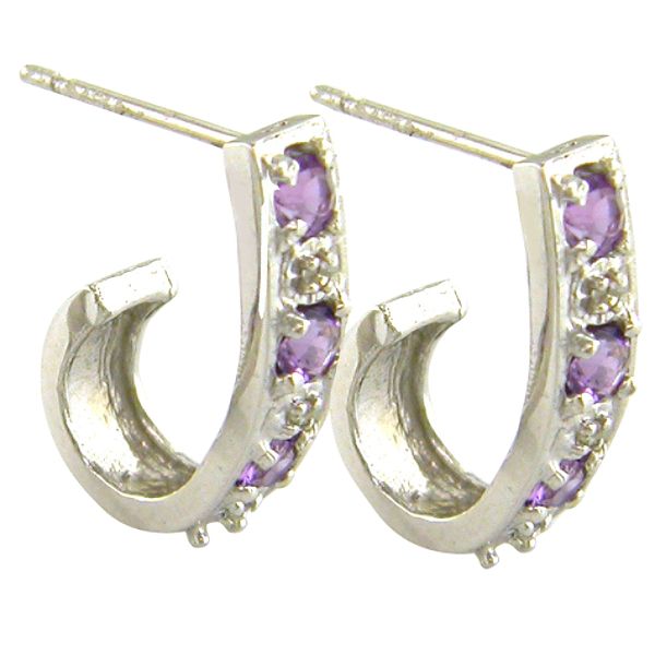 Ambras Amethyst and Diamond Earrings. 10k White Gold