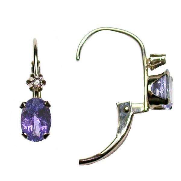 Amethyst and Diamond Earrings. 10K Yellow Gold