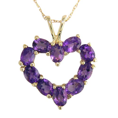 Amethyst Oval Pendant. 10K Yellow Gold