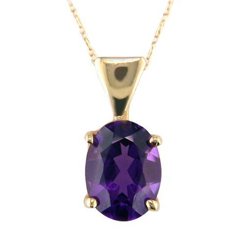 Amethyst Pendant. 14K Yellow Gold
