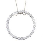 White Topaz Open Circle Pendant. 10K White Gold