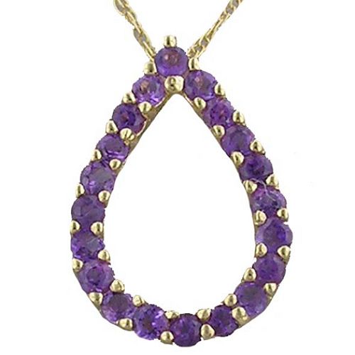 Amethyst Open Pear Pendant. 10K Yellow Gold