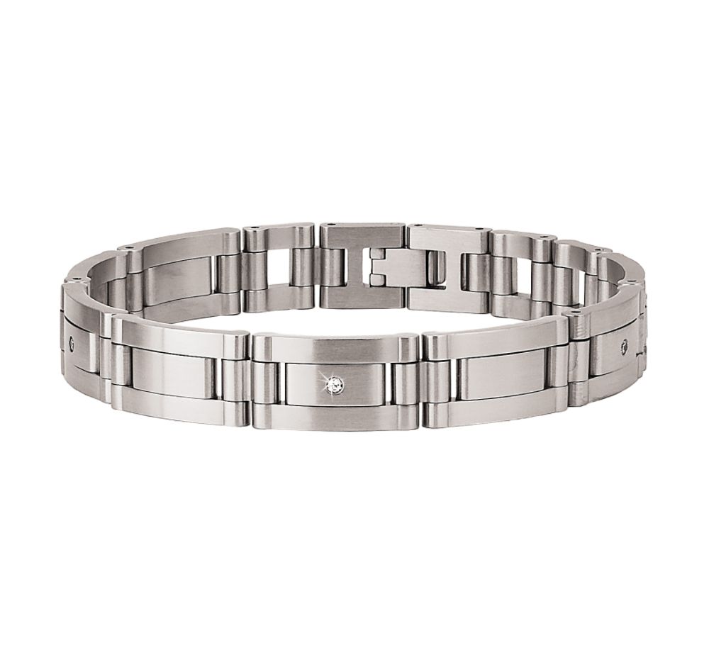 Mens 1/8 ct. tw.* Diamond & Stainless Steel Bracelet