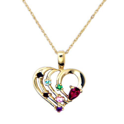 Family Birthstone Heart Pendant