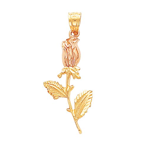 14k Yellow and Rose Gold Rose Charm
