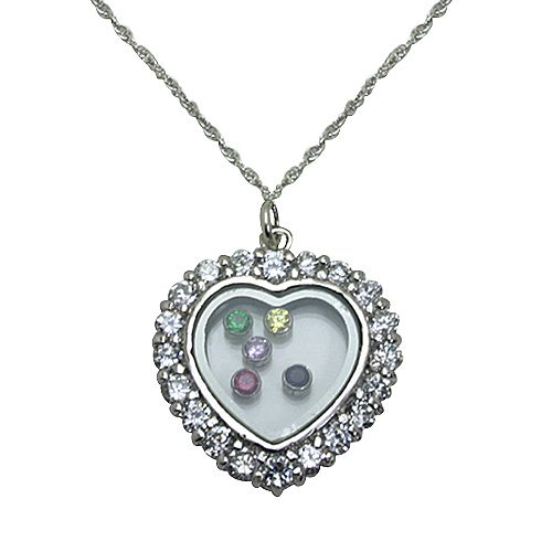 Family Birthstone Heart Pendant