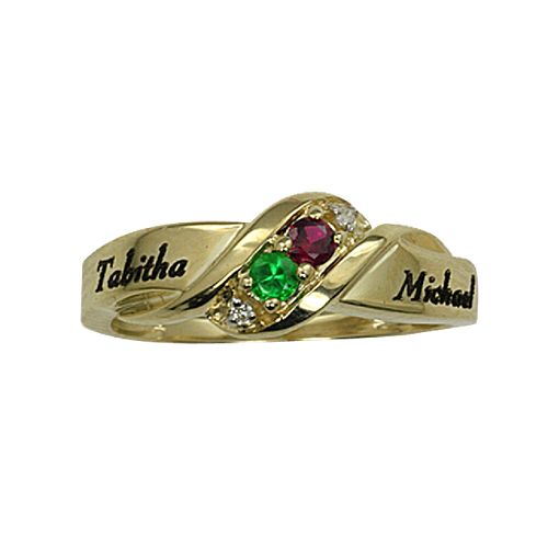 Ladies Couples Birthstone Name Ring