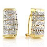 OTC International 14kt Yellow Gold Diamond Hoop Earrings