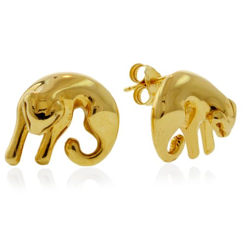OTC International 14kt Gold Panther Design Earrings
