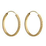 35mmTextured Hoop Earring. 24K Yellow Gold over Sterling Silver