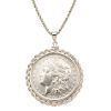 Morgan Silver Dollar Sterling Silver Rope Pendant with 24" Rope Chain